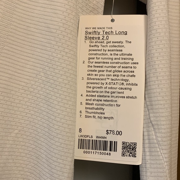 New white long-sleeved Swiftly Tech 2.0 top - Picture 4 of 7